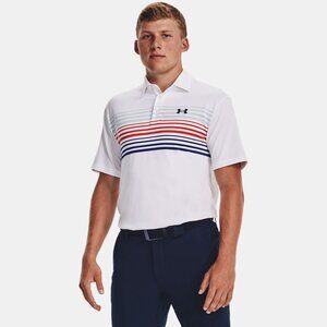 NWT Under Armour Men's Playoff 2.0 Golf Polo Short Sleeve,White/Oxford Blue, XXL